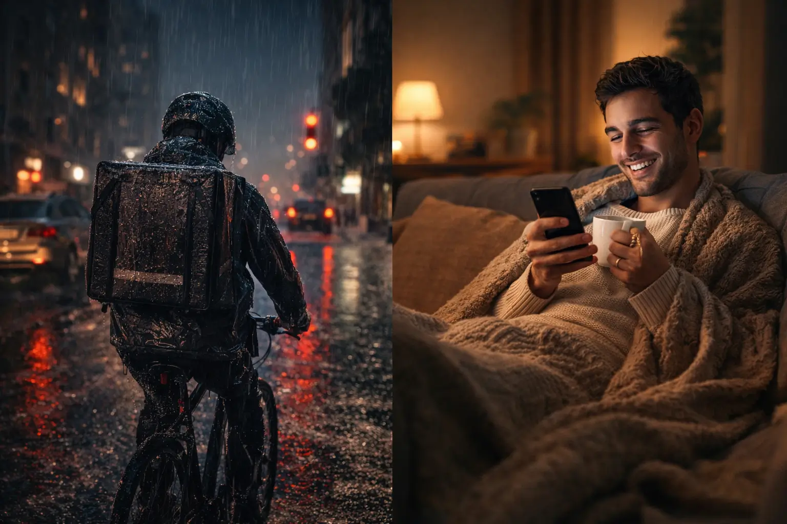 Comparatif de rentabilité pour un job du soir : Livreur à vélo sous la pluie vs VDI confortablement installé à domicile