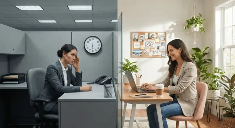 Une femme développe son Mindset VDI en passant du salariat à l'entrepreneuriat digital