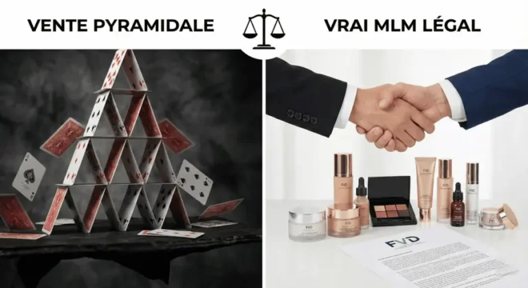 Comparaison entre la vente pyramidale illégale et le marketing relationnel légal en France.