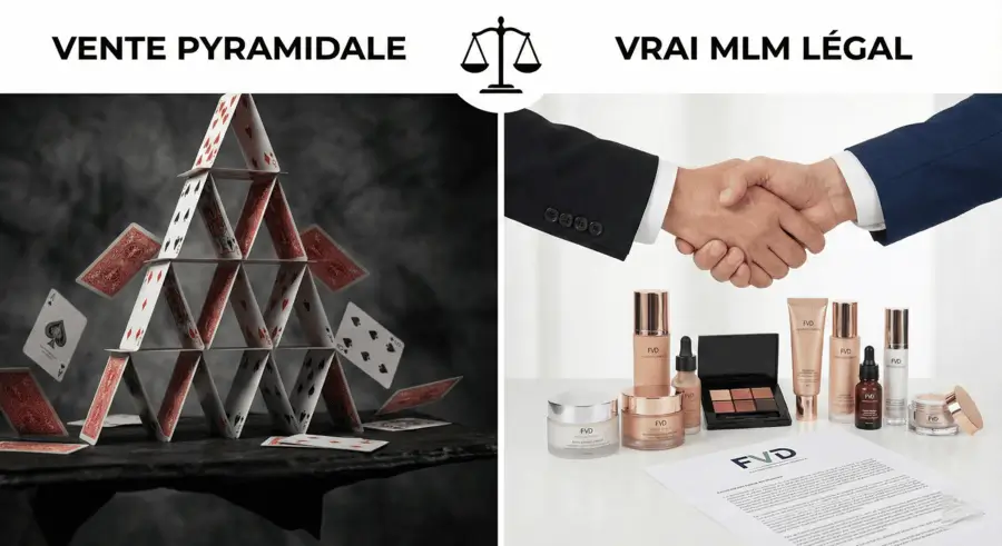 Comparaison entre la vente pyramidale illégale et le marketing relationnel légal en France.