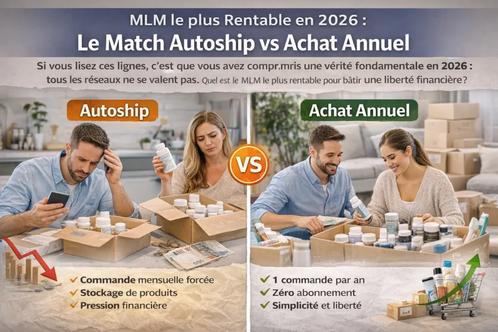 Comparaison de rentabilité entre MLM classique et Atomy en 2026.